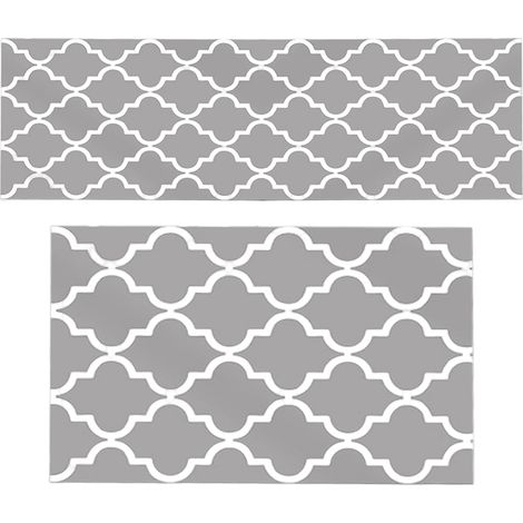 Set 2 tapis de cuisine antifatigue - Mousse PVC - Imperméables - 16"x47" + 16"x24"