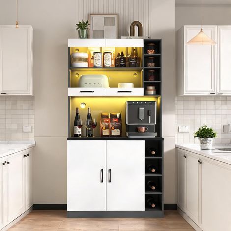 Buffet coloris blanc gris en MDF 100 x 47 x 187 cm (1/5)