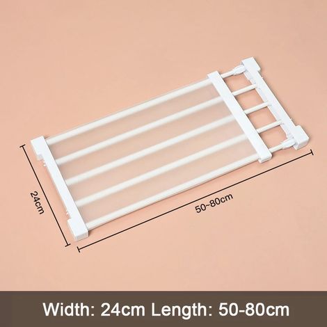 Étagère de rangement réglable (largeur 24 cm x 50-80 cm) - Organisateur gain de place pour placard, cuisine et salle de bain - Fixation murale - Idéal pour organiser votre intérieur. (1/5)