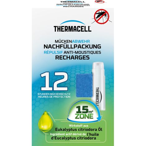 THERMACELL Recharge Répulsive Anti Moustiques & Moustiques Tigres - Protection Efficace 15m²- Compatible avec Diffuseurs, Nomades et Lanternes - Durée 12h - 1 Cartouche Gaz + 3 plaquettes (1/5)