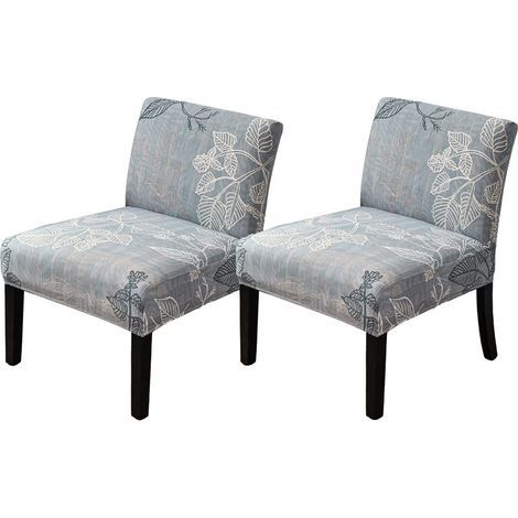 Housse de chaise sans accoudoirs élastique avec bande élastique en bas, protection de meubles en spandex imprimé, adaptée aux fauteuils sans accoudoirs. (1/5)