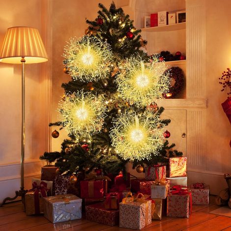 COSTWAY Lot de 2 Boules Lumineuse, Décoration Noël Extérieur Intérieur, 1488 Lumières LED, Lampes Noël Suspendre en Forme de Pissenlit, Décorations Fêtes pour Arbre, Jardin, Salon, Ø54 cm + Ø44 cm (1/5)