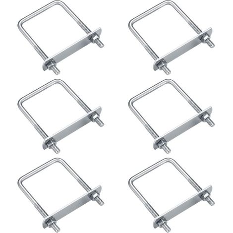 Ahlsen Stück U-Bolzen, M6 U-Bolzen, Edelstahl-U-Bolzen mit Muttern-Unterlegscheiben-Platten, Klemmschrauben-Befestigungselement für Rohrbefestigung (rechter Winkel 80 x 50 mm) (1/5)