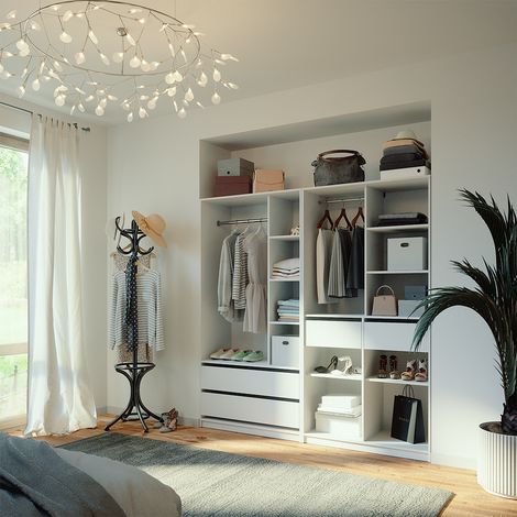 Armoire à vêtements Elmo, Blanc, 200x200cm Lot de 2, Vicco