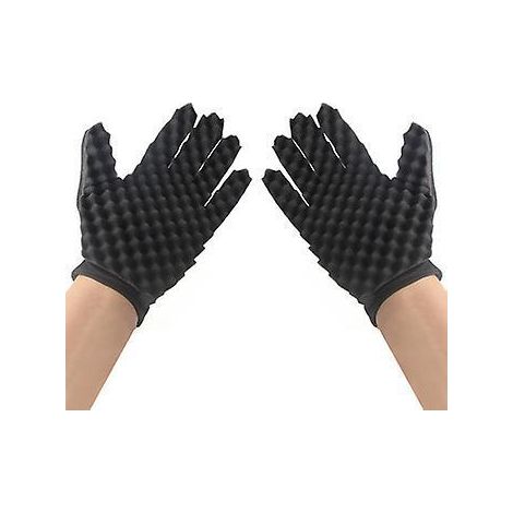 2pcs Gants En Ponge Boucls Magiques Pour Barbiers Onduls Noir Tresses Sales Permanence En Feuille D'tain Cheveux Noirs (1/5)