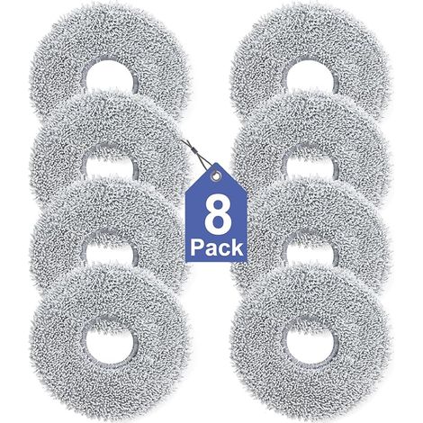 Lot de 8 Serpillères pour Dreame L10s Ultra Gen 3/Gen 2/L10/L20/X40/X50/L40/AE/L50/L50S/L40S Pro Ultra/Complete, Mova E30/E40/P50/V50 Ultra Aspirateur, Chiffon de Rechange Réutilisable et Lavable (1/5)