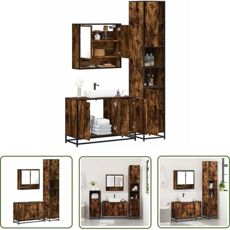 vidaXL Ensemble de meubles de salle de bain 3 pcs Chêne fumé (1/5)