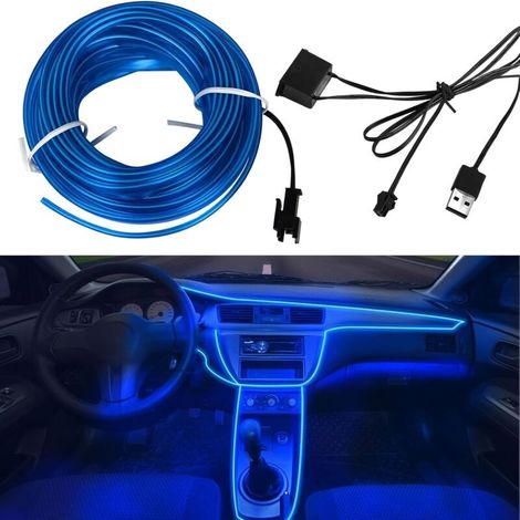 5m Éclairage IntéRieur De Voiture,LED Voiture Interieur,5v El Wire Bande Lumineuse LED pour intérieur de Voiture,Bande LED Voiture Interieur Fil de Lumière Voiture Interieur,Bande LED Intérieur Auto (1/5)