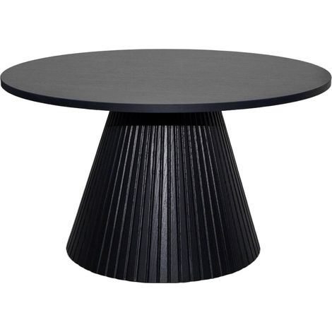 Oviala – Table basse ronde 80 cm – MDF mélaminé effet bois noir – Hauteur 45 cm – Élégante et légère pour salon moderne
