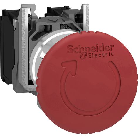 Schneider Electric XB4BS8444 Pilztaster Frontring Metall, mit NOT-Aus-Schalter, rund, rückstellbar 1