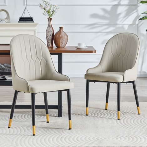 Ensemble de 2 chaises polyuréthane gris chaud avec motif éclair, hydrofuges, résistantes, faciles à nettoyer, coussin épais & élastique — cuisine, café, commercial (1/4)