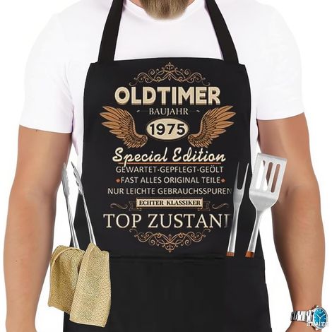 Cooking Apron Men's Birthday Gift Ideas BBQ Apron for Men Funny Barbecue BBQ Kitchen Apron Gift, Barbecue Gifts for Men, Black Cooking Apron Waterproof (1/5)