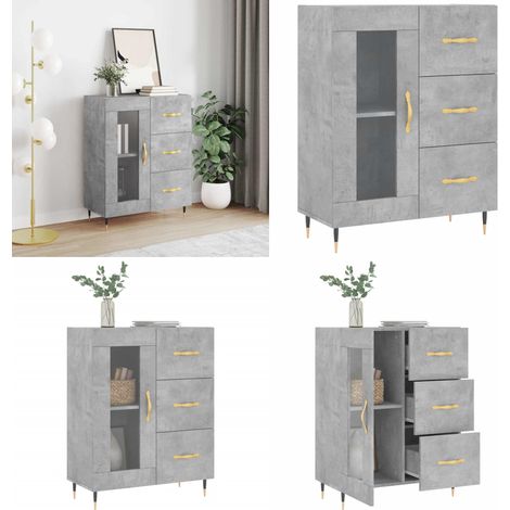 Buffet gris béton 69,5x34x90 cm bois d'ingénierie - Buffet - Meuble De Rangement - Commode - Mobilier - Décoration Intérieure - Home & Living (1/5)