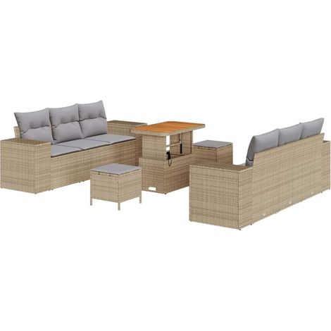 Maison Exclusive - Gartensofa-set mit Kissen 9 pcs Beige und Hell