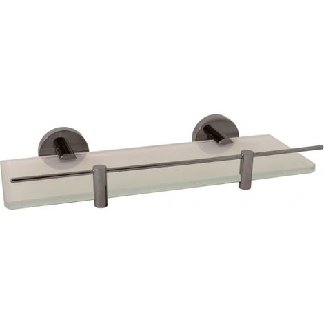 Etagère de douche murale COLORADO avec rail en laiton métal gris brossé 30 cm (1/2)