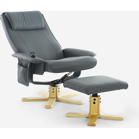 Fauteuil de massage relaxant et chauffant avec repose-pieds Myron - Gris