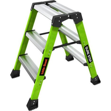 Little Giant – Marchepied en fibre de verre 3 marches – Charge maximale 150 kg – Pieds antidérapants – Sangles de sécurité – Pour chantiers humides (1/5)