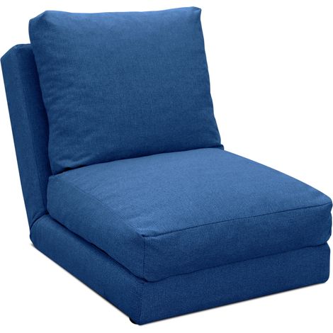 EVERGREENWEB - Divano Letto Futon - Divano Letto Tatami allungabile - Poltrona Letto - Divano 1 posto da Pavimento Regolabile con Comodo cuscino - Divano letto Materasso singolo Colore Blu Hoshi (1/4)