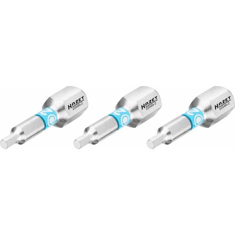 HAZET Bit Sechskant massiv 6,3 (1/4 Zoll), Innen-Sechskant Profil, 2 mm, Anzahl Werkzeuge: 3 (1/5)