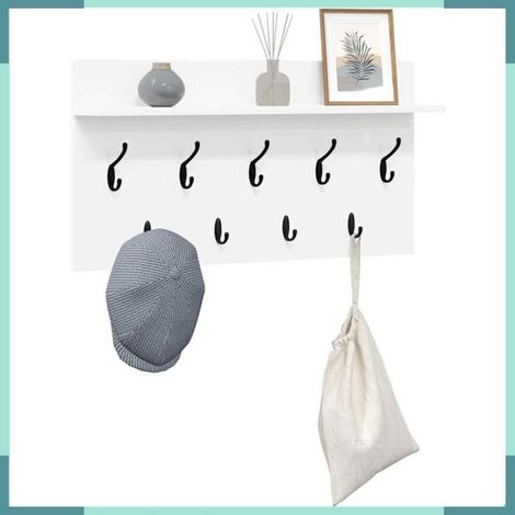 Porte-manteau mural - 874435 - Blanc - Bois d'ingénierie - 80 x 40 x 12 cm (1/5)