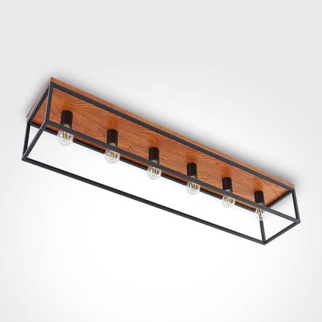 [NEUWERTIG] Lindby Miravi Deckenlampe Deckenleuchte Lampe Leuchte Holz 6 Flammig Wohnzimmer  B-Ware