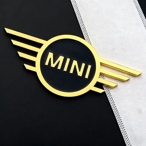 (Or, 12 cm) Autocollant métallique décoratif pour coffre de voiture, compatible avec Mini Cooper JCW Works R56 R50 F54 F55 F56 F57 F60 R52 R53 R55 R57 R58 R59 (1/4)