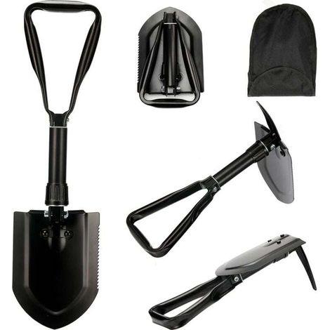 58 cm foldable multi-purpose shovel, carry bag with ultra-stable high-strength carbon steel belt, foldable camping shovel set, suitable for hiking and camping (1/4)