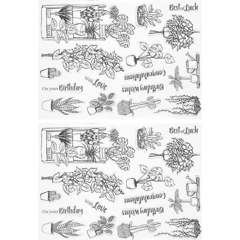Lot de 2 tampons transparents à motif vase pour loisirs créatifs, scrapbooking, albums photo et décoration de cartes. (1/5)