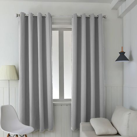 Lot de 2 Rideau Occultant Thermiques à Oeillets Rideau Thermique Rideau Chambre Salon 107x213cm Gris