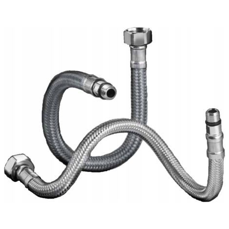 Tubo flessibile in treccia d'acciaio per rubinetto GW 3/8” - M10x1 L-50 - 50 cm Inox (1/2)