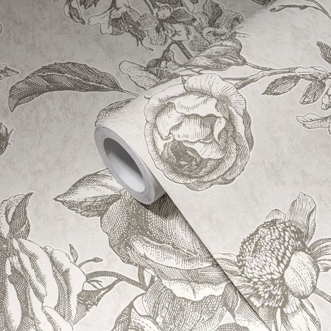 Papier peint Fleur Gris My Home My Spa A.S. Création (1/5)