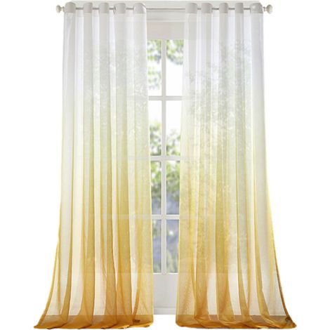 Rideau Dégradé Translucide - Tissu Mélange Lin et Rayon - Panneau Unique pour Décoration de Fenêtre