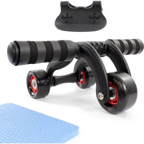 LUXTRI Ruota per addominali con tappetino ginocchia con 3 ruote AB wheel Allenamento muscolatura