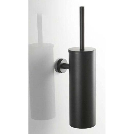 Brosse WC Inox- Brosse Toilette et Supports, Anti-goutte, Antibactérienne, Balayette WC Ventilée, Séchage Rapide sans Odeur, Balai WC Montage Mural/au Sol, Salle de Bain et WC Noir (1/4)