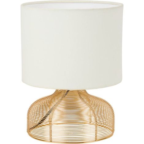 Lampe en métal doré avec abat-jour blanc (1/4)