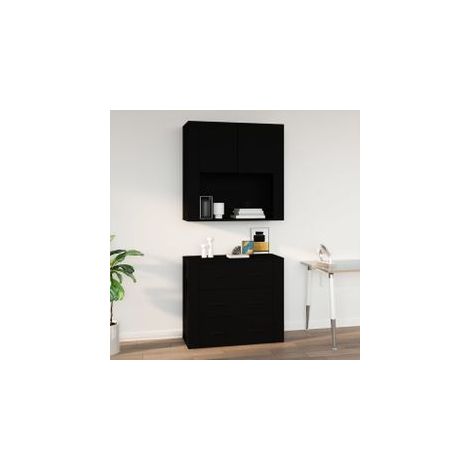 Armoire murale Noir 80x33x80 Bois d'ingénierie (1/5)