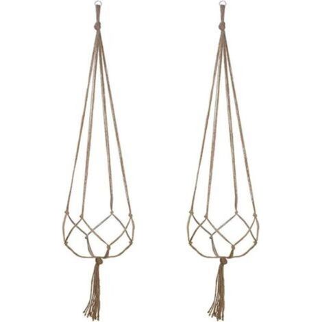 Lot de 2 Suspension Plante pour Pot de Fleurs Cache-Pots Suspension en Corde Suspension Plante Macramé Porte Décoration pour Interieur et Extérieur Suspendue Décoration Balcon Maison (122cm) (1/5)