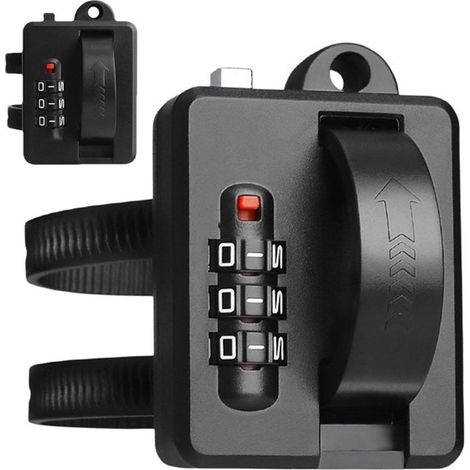 Helmbefestigung – Diebstahlsicherung – Sichere Aufbewahrung – Zahlenschloss – 69 x 48 mm – Schwarz (1/5)