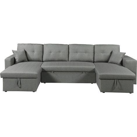 Panorama-Ecksofa mit Stoffbezug "Axel" - 4-Sitzer - Grau