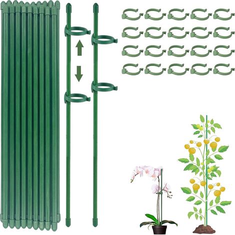 Tuteurs pour Plantes,20 Pièces Tuteur Plante Interieur, 20 Tiges de Plantes Clips, 40 Capuchons de Protection, Attache Plante, Tuteur Orchidee, Fixation de Croissance des Plantes(80PCS)