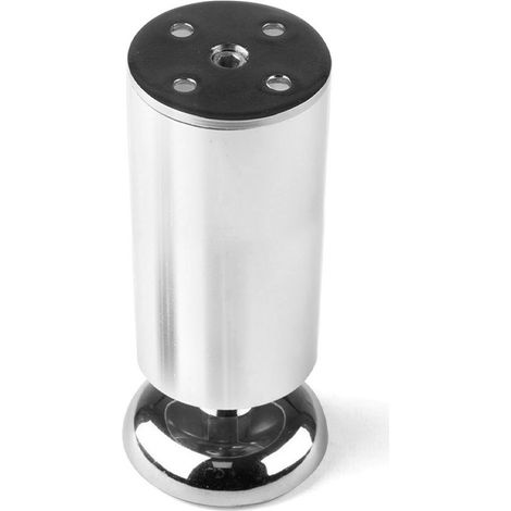 Pata redonda de aluminio, regulable, modelo 413, con acabado cromo brillo, ø50 x 150/155 mm