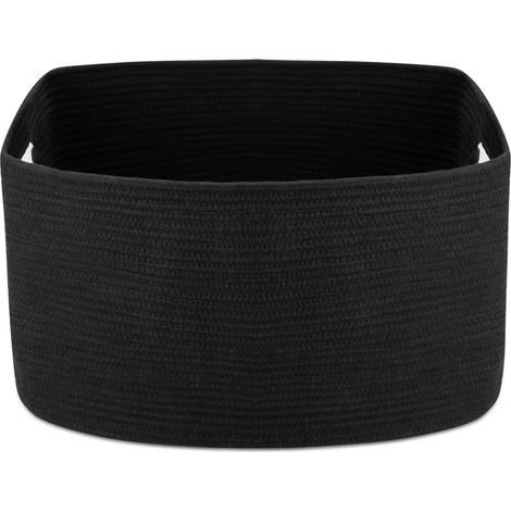 XXL Wäschekorb 72L geflochten aus Baumwolle, schwarz, 56x43x30cm (1/5)