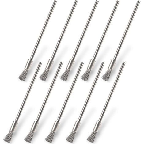 10pcs Stainless Steel Wire Brush for Drill Small Steel Wire Brush 3mm Drill Wire Brush for Cleaning Rust Corrosion Dirt Paint (1/4)