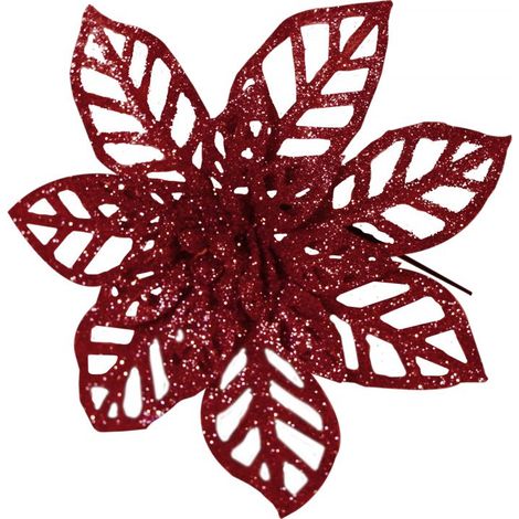 PICK GLITTER STELLA DI NATALE ROSSA ALTA 16 CM