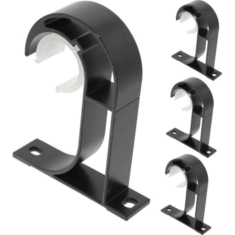 Juego de 4 soportes para cortinas, ganchos estables, fácil montaje en pared para barras de cortina, compatible con diversas barras de cortina. (1/4)