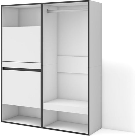 Skraut Home - Zapatero, Armario zapatos botas, 120x145x35 cm, Dormitorio, habitación, Vestidor abierto, Estilo Moderno, Blanco (1/5)