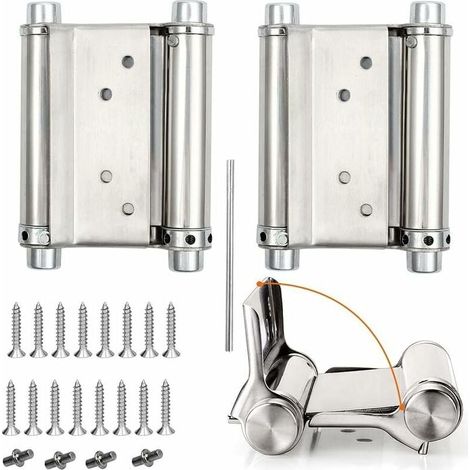 2Pcs Charnières de Porte de Saloon Gond Porte Battante Charnière à Ressort apacité de Charge Jusqu'à 15 Kg 76mm 3inch (1/5)