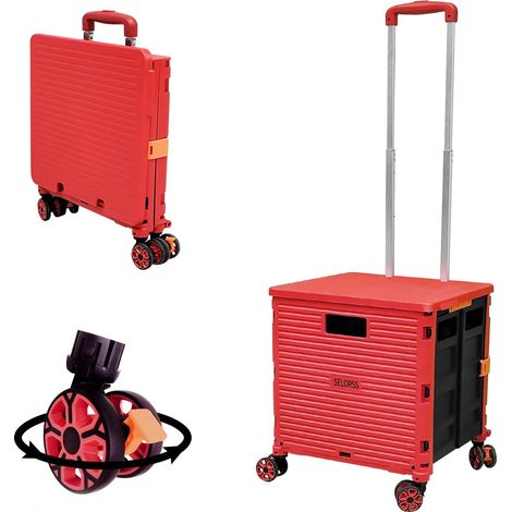 Chariot à main pliable pour chariot de magasinage avec couvercle, roue de rotation 360 ° silencieuse et résistante à l'usure (1/5)