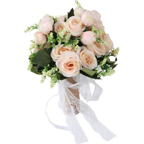 Bouquet de mariée artificiel, couleur champagne, fleurs réalistes pour la photographie de mariage, décoration moderne et élégante (1/5)