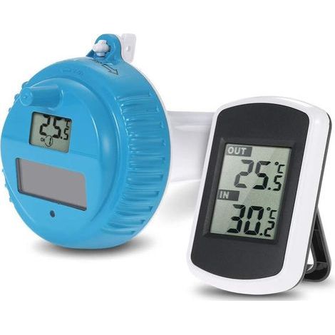 Termómetro digital solar para piscinas: termómetro digital alimentado por energía solar para controlar la temperatura del agua en una piscina, estanque o piscina. (1/5)